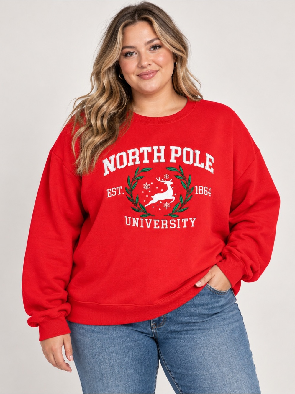 North Pole University Christmas Sweatshirt XXL Red